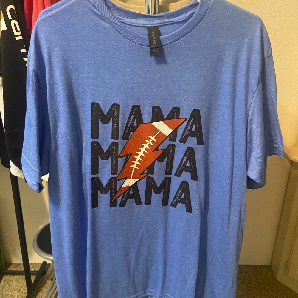 Gildan Blue Football Mama T Shirt